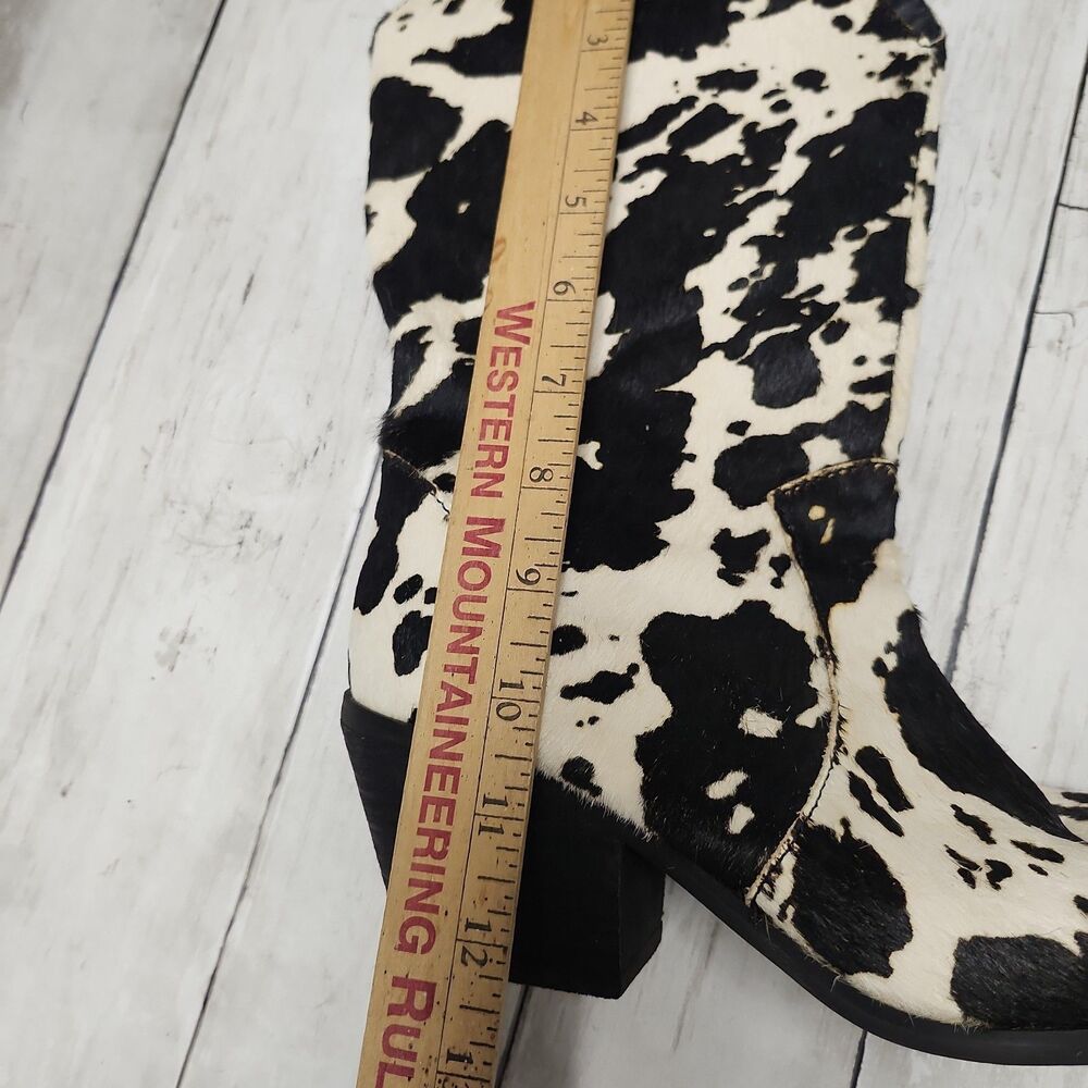 DINGO Live a Little Cow Print Calf Hair Western Boots Women's Size 8 Black/White - Picture 11 of 14